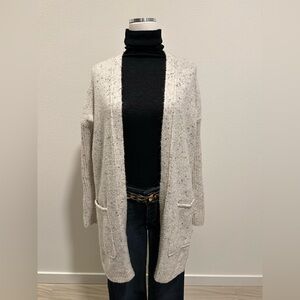 ABERCROMBIE & FITCH Women's Open-Front Long Cardigan in Oatmeal